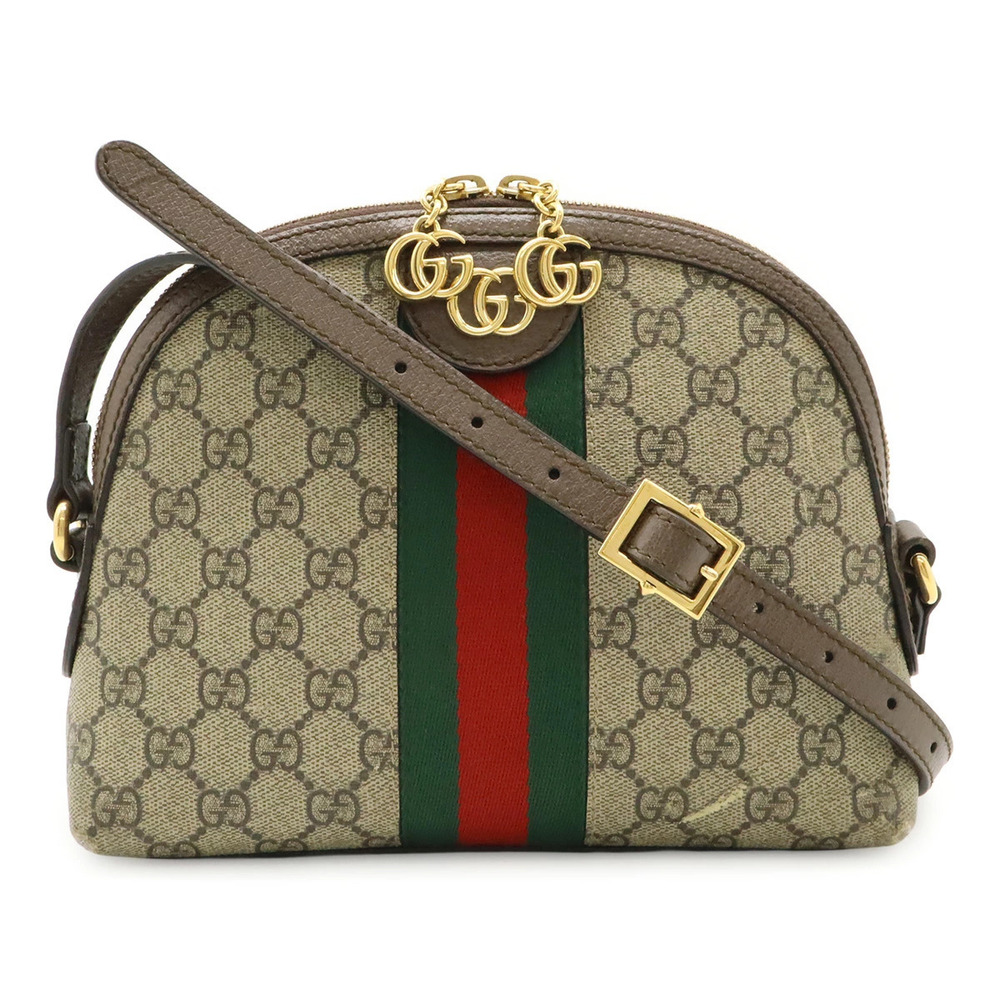 Gucci Ophidia GG Supreme Sherry Shoulder Bag Leather Beige Mocha Brown
